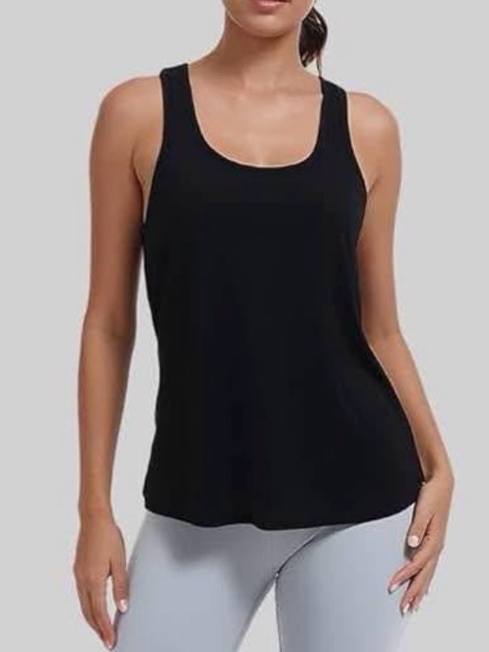 Women's Black Scoop Neck Tank Top - Classic Activewear